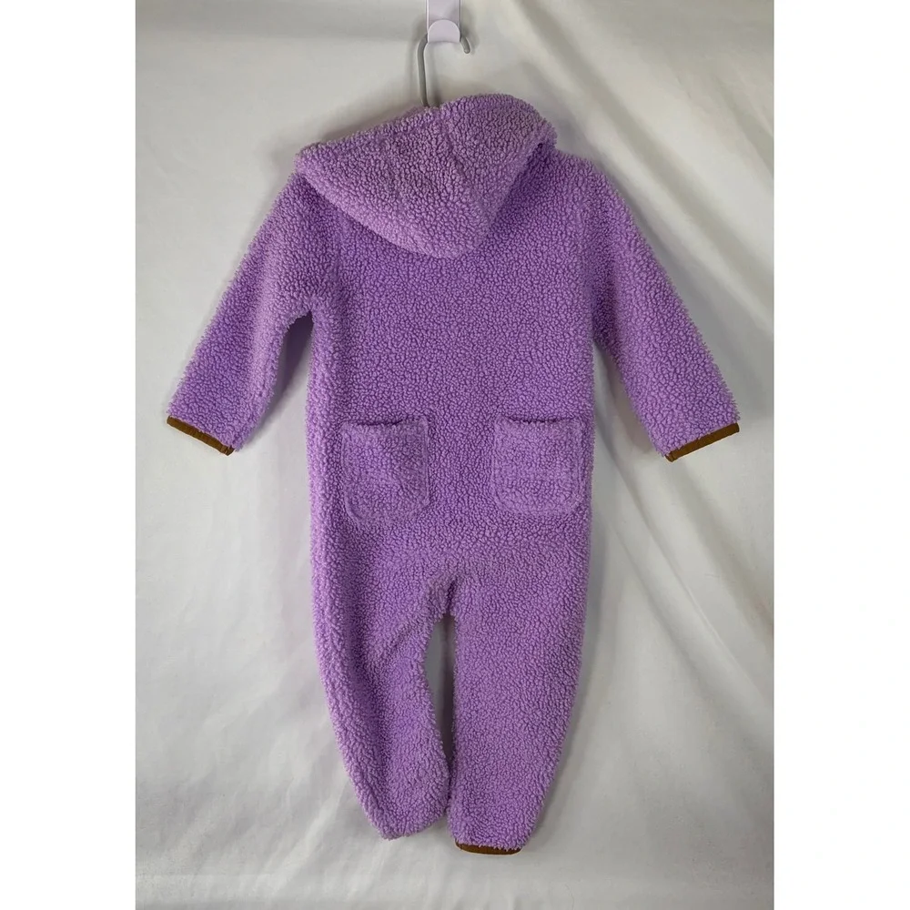 Carhartt Baby Girls Purple Sherpa Fleece Hooded Coverall Jumpsuit 18M Zip